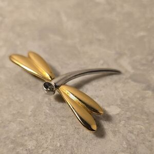 Chic Gold and Silver Dragonfly Brooch